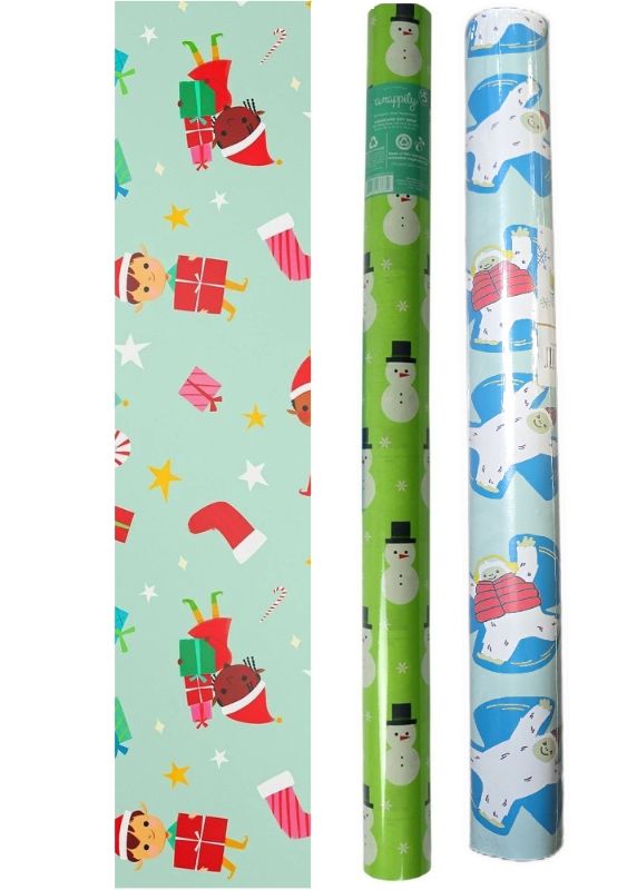 Photo 1 of 3 Pack Wrapping Paper - Yeti 18sqft , Snowman 25Sqft, Elf 25sqft