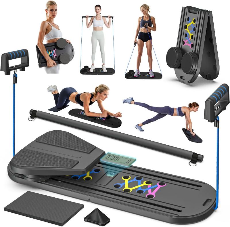 Photo 1 of Pilates Board Pilates Reformer Set, Pilates Board for Home Workout Foldable Pilates Reformer Board for Women, 6 in 1 Multifunctional Pilates Equipment