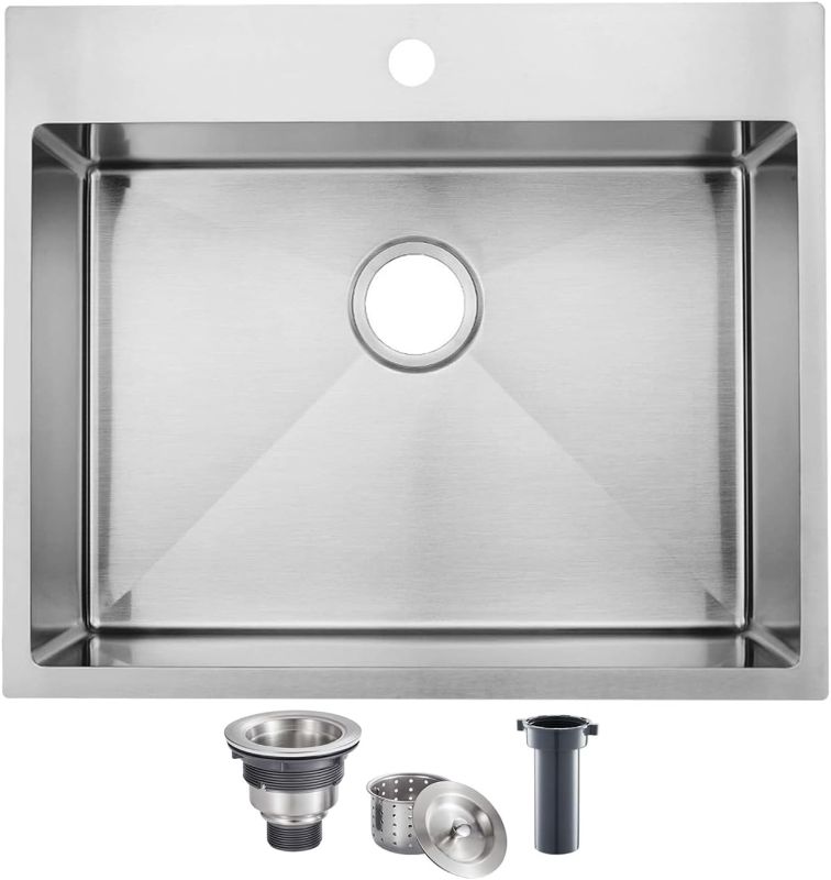 Photo 1 of 22x18 Inch Drop In Bar Sink, 22 Inch Outdoor RV Laundry Utility Sink,16 Gauge Stainless Steel Single Bowl Brushed Nickel Small Kitchen Prep Sink with Strainer Drain