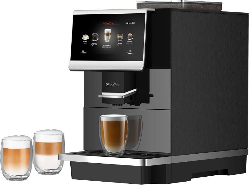 Photo 1 of DR.COFFEE C12 Fully Automatic Coffee Machine, Espresso Machine With Ceramic Flat Burrs, 9 Grind Size Options, 7” HD Large Touchscreen, 4 Water Tank for Office Use