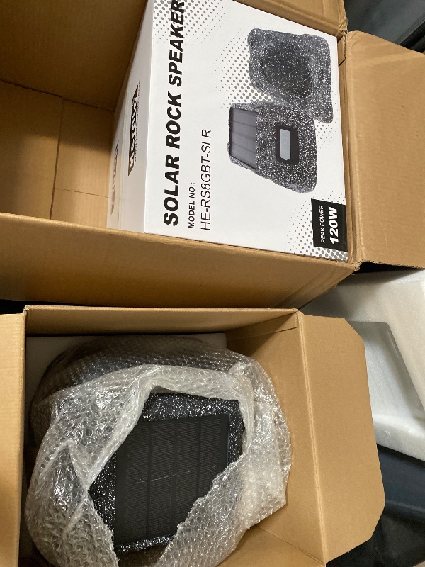 Photo 1 of Herdio 8" Rock Bluetooth Speakers Outdoor Waterproof IPX7 Wireless Solar Max 240 Watt, TWS Connection Powered with Rechargeable Battery for Garden Patio Deck Pool Backyard?Black?1Pair?
