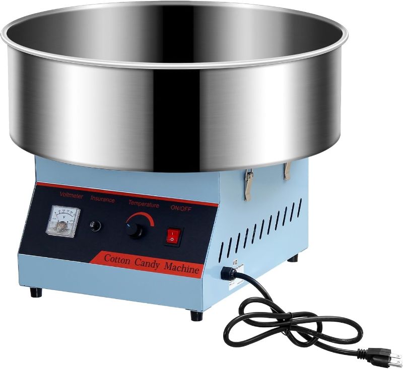Photo 1 of Cotton Candy Machine Commercial, 1050W Electric Cotton Candy Maker with Stainless Steel Bowl and Sugar Scoop, Candy Floss Maker for Kids Birthday, Family Party, Festival, Blue