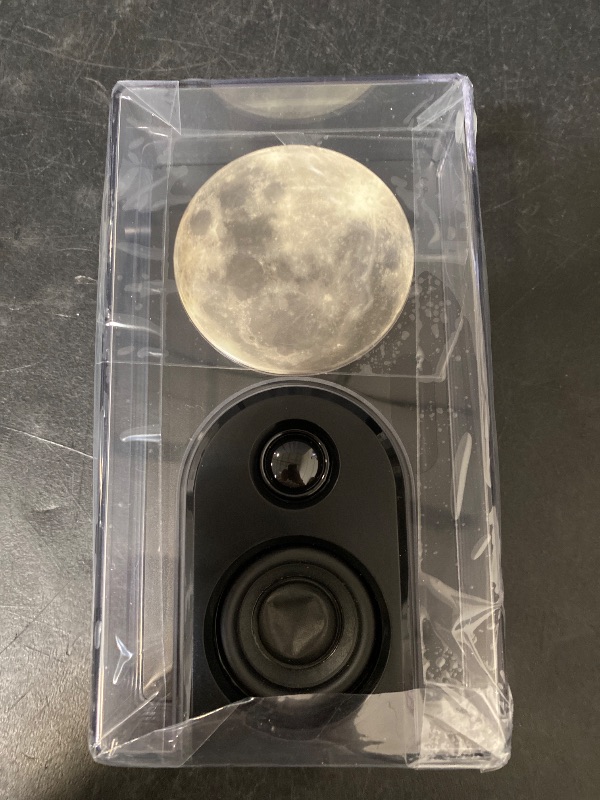 Photo 1 of Portable Bluetooth Speaker, Transparent Wireless Bluetooth Speaker with Moon Night Lights Alarm Clock 13W Loud Sound Deep Bass TWS Pairing TF Card AUX in True Wireless Speaker for Bedroom (Black)