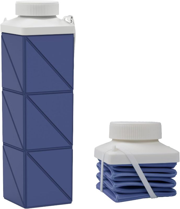 Photo 1 of 24oz Collapsible Water Bottles,Foodgrade BPA Free Reusable Foldable Water Bottle Lightweight LeakProof for Travel Hiking Camping Cycling Gym Sports,Collapses Folding Water Bottle,Dark Blue