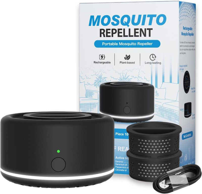 Photo 1 of Mosquito Repellent Outdoor Patio, Bug Repellent Outdoor Portable Insect Repeller Rechargeable Mosquito Deterrent Device Camping Hiking (Black)