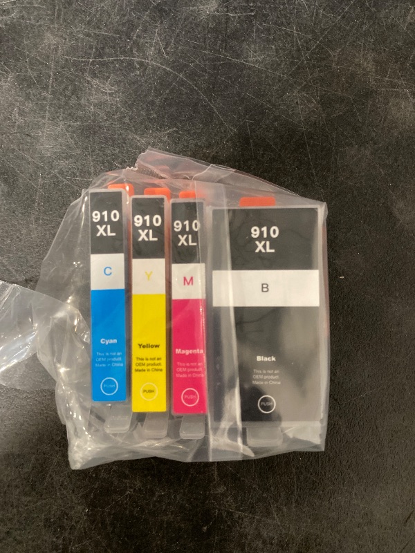 Photo 1 of 910XL Ink for HP 910XL Ink Cartridges Combo Pack Replacement for HP 910 Ink Cartridges for HP Printers HP910XL Work for Office Jet Pro 8020 8025 8028 8010 Printer, Black and Color