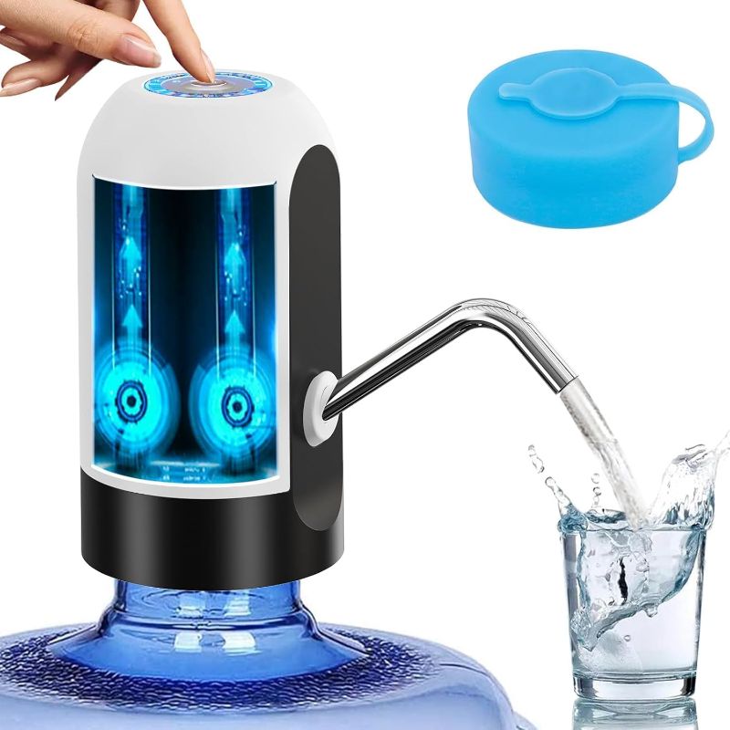 Photo 1 of Water Dispenser for 5 Gallon Bottle,Portable USB Charging Electric Water Pump, Drinking Water Jug Pump for Home, Kitchen, Living Room, Office,Camping,Universal for 3-5 Gallon (White)
