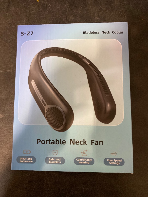 Photo 1 of Portable Neck Fan,Gift Ideas,Personal Wearable Bladeless Fan,360° Cooling,LED Display,4-Speeds,6000mAh Rechargeable,Powerful Wind,Outdoor Travel Camping,Birthday Gifts for Men Women (Dark grey)