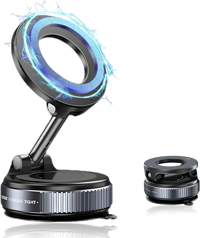 Photo 1 of Upgraded Magnetic Suction Cup Phone Mount for Magsafe, 360° Adjustable Car Phone Holder Vacuum Magnetic Cell Phone Holders for Your Cars/for iPhone 16 15 14 13 12 & Android, Car Accessories