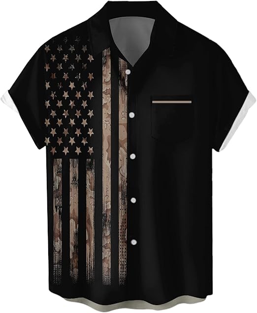 Photo 1 of (L) 4th of July Shirts for Men Patriotic American Flag Shirts USA Memorial Day Shirt