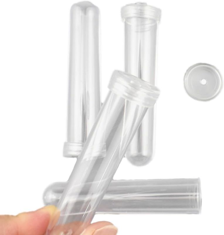 Photo 1 of 25PCs 3.5X1Inch Transparent Plastic Floral Tubes Floral Water Tubes Flower Vials with Silicone Cap for Plants Fresh Flowers Arrangement Decoration Milkweed Cutting Florist Supplies