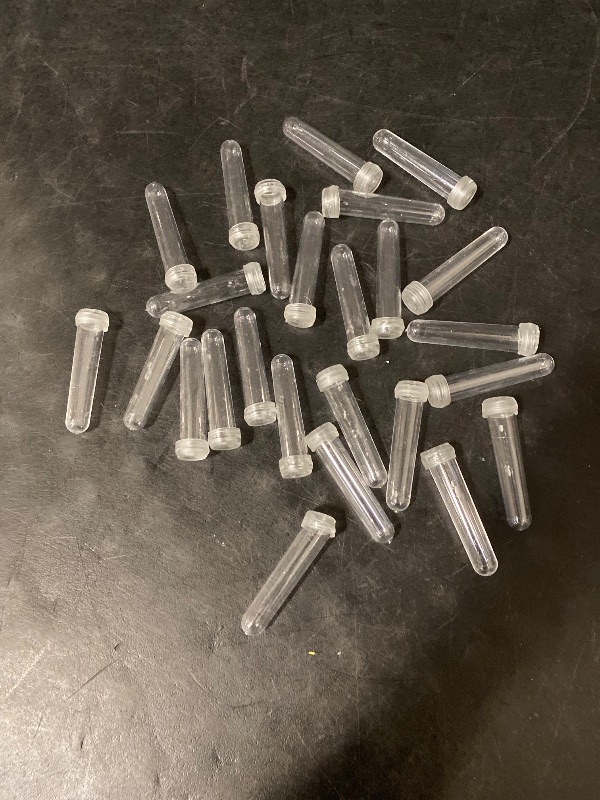 Photo 1 of 25PCs 3.5X1Inch Transparent Plastic Floral Tubes Floral Water Tubes Flower Vials with Silicone Cap for Plants Fresh Flowers Arrangement Decoration Milkweed Cutting Florist Supplies