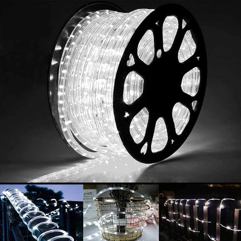 Photo 1 of 100ft LED Rope Lights Outdoor, 720 LED Connectable and Flexible Tube Lights with 8 Modes, Waterproof LED Rope Lighting for Garden, Patio, Pool, Bedroom, Party, Indoor Outdoor Decoration (White)