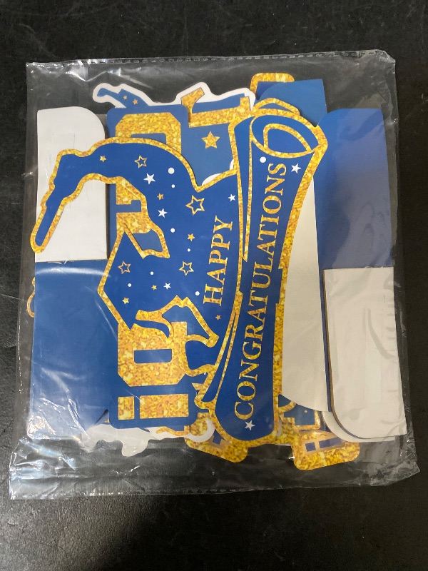 Photo 1 of 2025 Graduation Party Decorations - Blue Gold Class of 2025 Graduation Party Decorations Honeycomb Centerpieces for Tables Congratulate for 2025 Congrats Grad Party Supplies Favors 8 Pcs