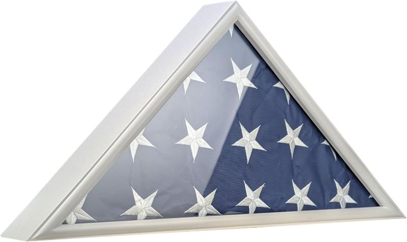 Photo 1 of Creations 5' x 9.5' American Veteran Burial Flag Display Case Solid Wood Rustic Brown Frame Glass Front Wall Mount or Standing, Memorial Shadow Box Military Uniform Display