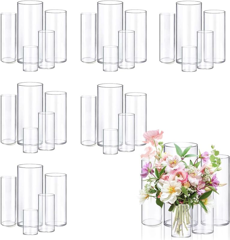 Photo 1 of 30pcs Glass Vase Cylinder Vases for Centerpieces Small Flower Glass Vases Home Decor Centerpiece Table Clear Flower Vase Decorations for Wedding?Holiday 4,6,7.5,8,10 Inch Tall