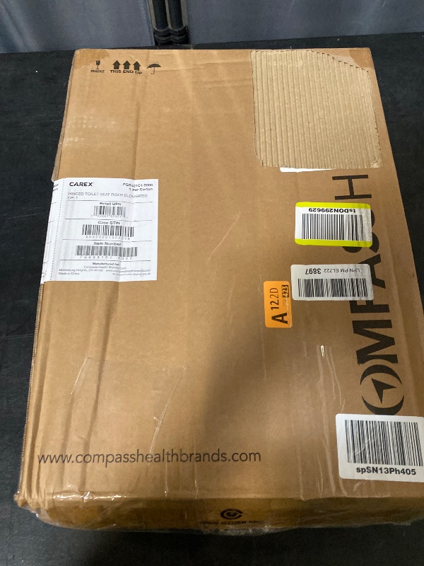 Photo 1 of Carex Elongated Hinged Toilet Seat Riser, Adds 3.5 Inches of Height to Toilet, 300 Pound Weight Capacity, Raised Toilet Seat