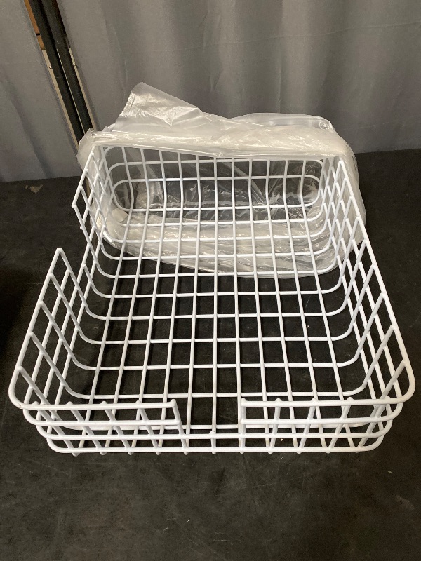 Photo 1 of Iron Wire Basket Fruit Basket for Refrigerator Snack Storage Easy to Carry Home Decor