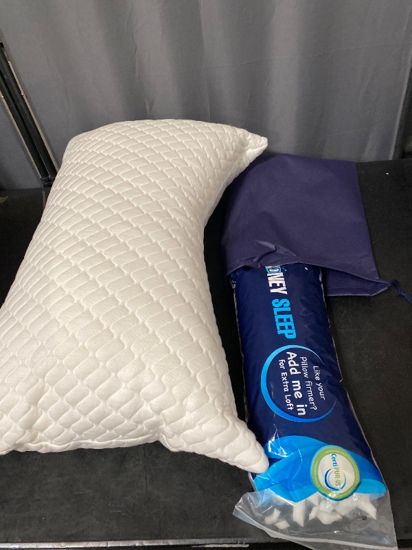 Photo 1 of Sidney Sleep Pillow for Side and Back Sleepers - Comfort for Neck and Shoulder Pain - Adjustable Contour Fill - Queen Size - Extra Fill Included (White)