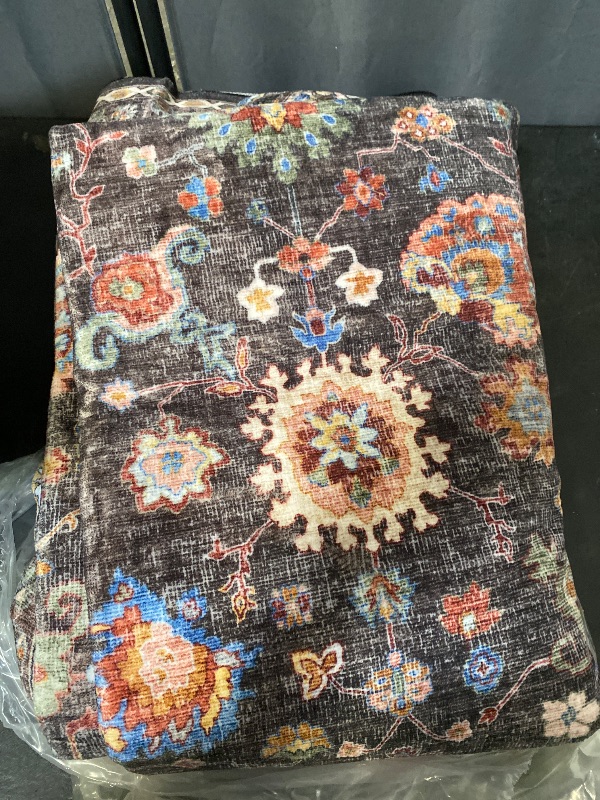 Photo 1 of Living Room Rug 5x7 Rug Machine Washable Boho Area Rug Non Slip Vintage Low Pile Large Rugs for Living Room, Bedroom, Farmhouse, Dining Room, Kids Playroom (Dark Espresso)