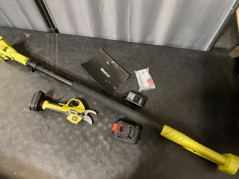 Photo 1 of 20V 2-in-1 Brushless Pole Pruning Shear with 2 Battery, Battery Powered Cordless Electric Pruning with Lubricant, 1-Inch Cutting Diameter Tree Pruner(Fast Charger Included)