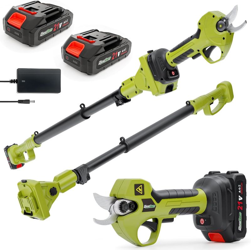 Photo 1 of 20V 2-in-1 Brushless Pole Pruning Shear with 2 Battery, Battery Powered Cordless Electric Pruning with Lubricant, 1-Inch Cutting Diameter Tree Pruner(Fast Charger Included)