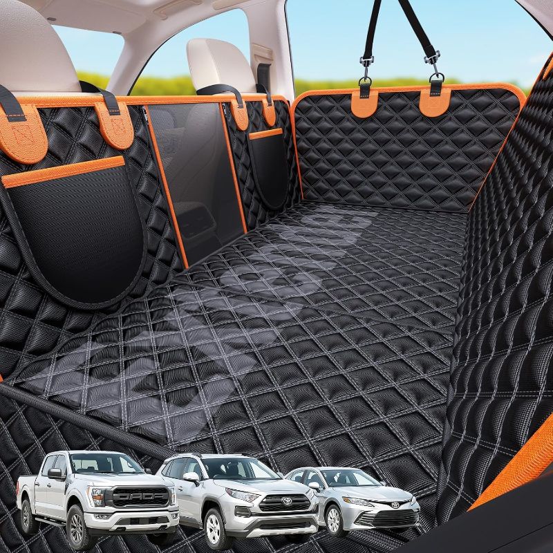 Photo 1 of Back Seat Extender for Dogs, 7-in-1 Dog Car Seat Cover for Back Seat, Hard Bottom Car Seat Cover Holds 420lbs, Waterproof & Scratchproof Back Seat Pet Cover for Dogs, Dog Hammock for Car, SUVs