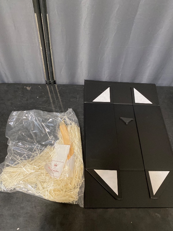 Photo 1 of Luxury Gift Box with Magnetic Lids for Groomsman, Proposal Gift Packing Contains Card, Ribbon, Filler Birthday, Black, Large, 13.5''x10''x4''