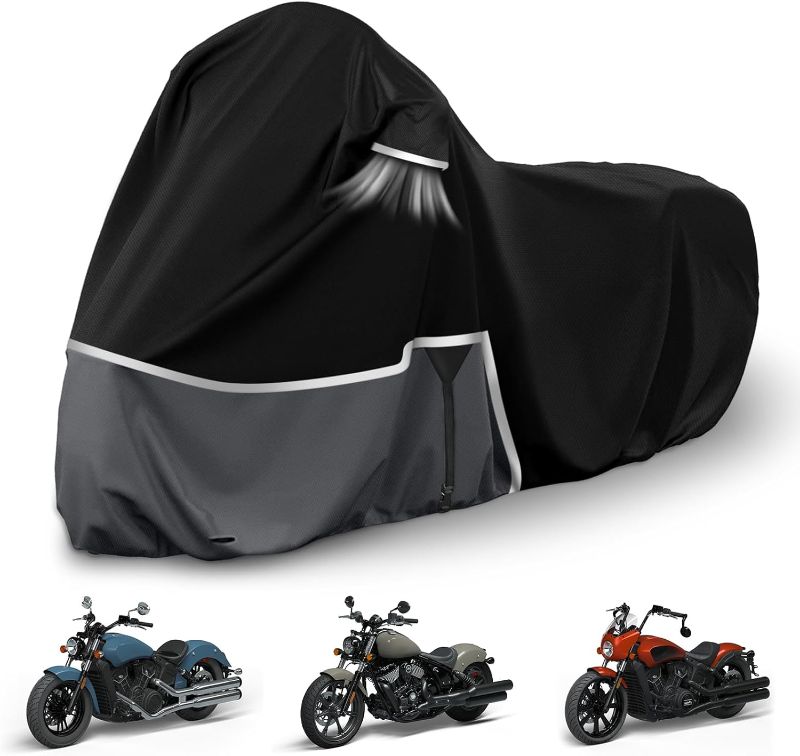 Photo 1 of Waterproof Motorcycle Cover Replace for Indian Scout/Scout Bobber/Chief, 420D Oxford Cloth Customized Motorcycle Cover for Snow Rain Dust Protection (Scout)