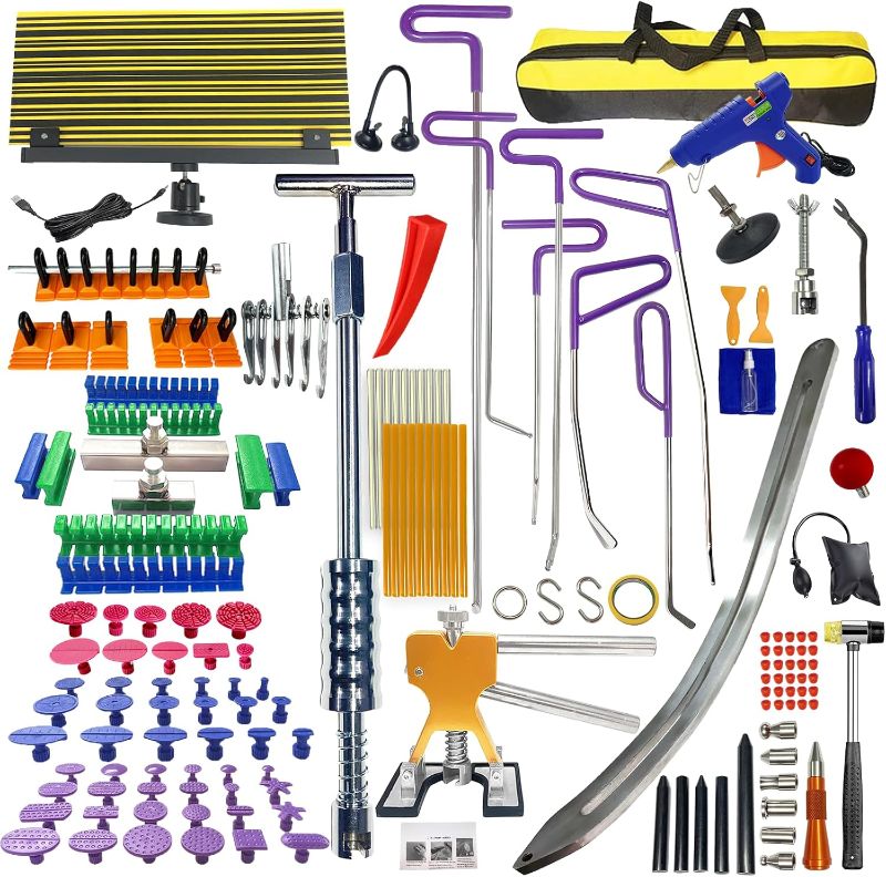 Photo 1 of 159pcs/Set Auto Body Dent Repair Tools Kit,Big Size Slide Puller&Dent Rods Crowbar,paintless Car Dent Lifter Hail Removal,A Complete Car Dent Repair Tools Set for Professional Car Repair Shop
