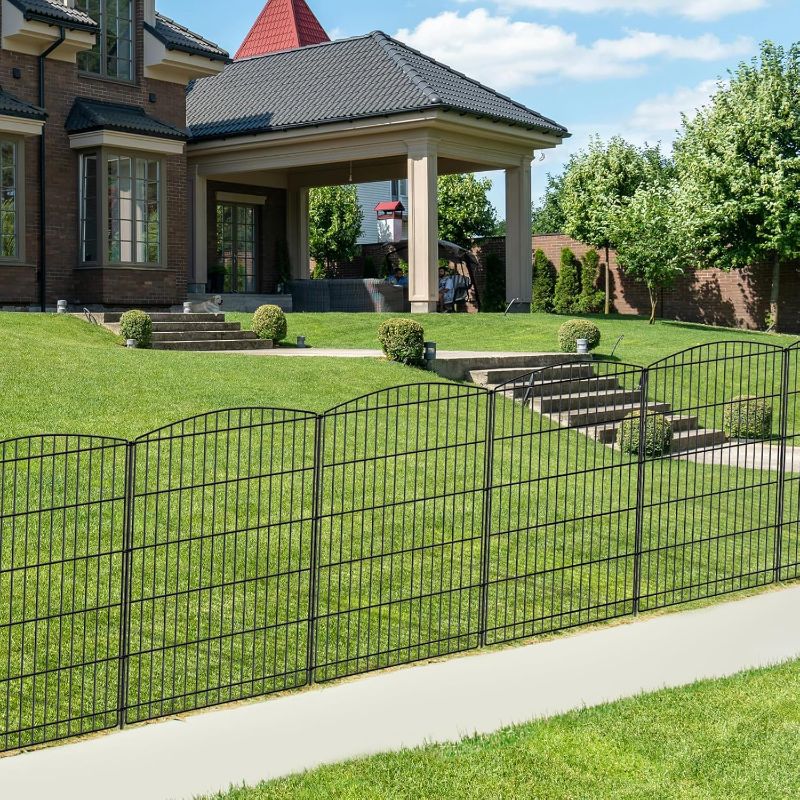 Photo 1 of Decorative Garden Fence 6 Panels 13ft (L)×36in (H) Animal Barrier Fences with 6 Panels Rustproof Metal Wire No Dig Rabbit Fencing Dog Fence for Outdoor Backyard Patio - Without Fence Gate