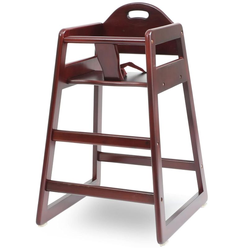 Photo 1 of Wooden High Chair for Baby & Toddler – Restaurant-Style Stackable HighChair with Commercial Grade Solid Wood for Dining Table & Kitchen – Compact & Portable Design for Home & Restaurant Use - Cherry