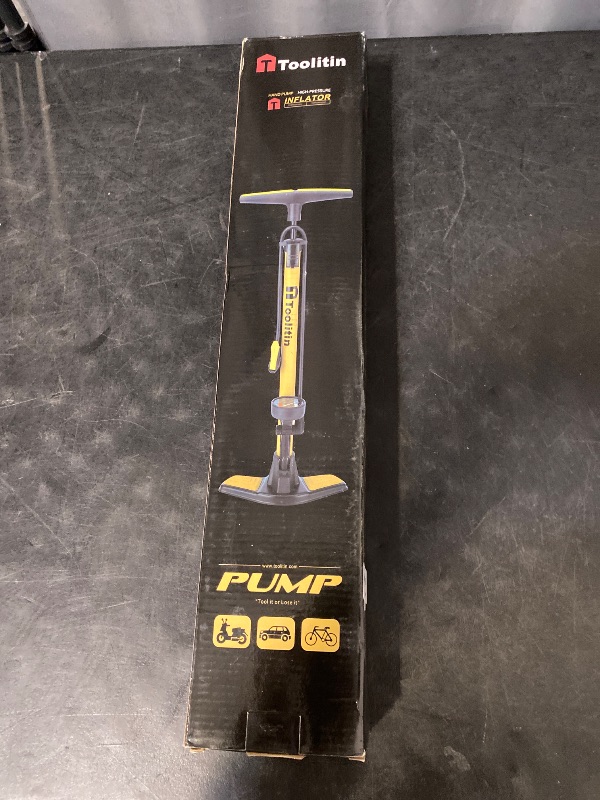 Photo 1 of Bike Pump with Gauge,High Pressure,Floor Bicycle Pump Compatible with Presta and Schrader Valve,Bike Tire Pump for Road Bike,MTB,Hybrid,Balls