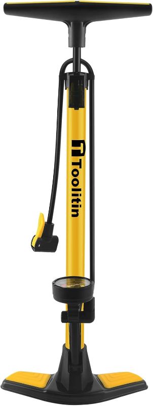 Photo 1 of Bike Pump with Gauge,High Pressure,Floor Bicycle Pump Compatible with Presta and Schrader Valve,Bike Tire Pump for Road Bike,MTB,Hybrid,Balls