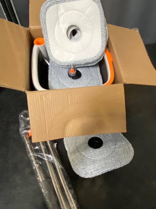 Photo 1 of Spin Mop and Bucket Set with 4 Replaceable Microfiber Mop Pads with Self Separation Dirty and Clean Water System, Self Wringing 360° Rotating Square Mop Head for Hardwood Tile Marble Floors