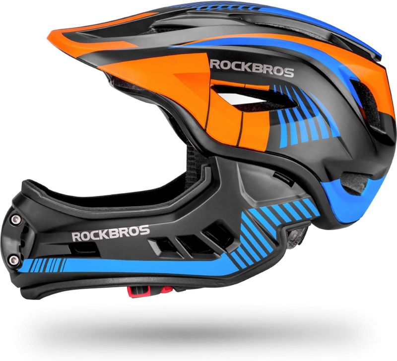 Photo 1 of ROCKBROS Kids Full Face Helmet Kids Bike Helmets Lightweight Toddler Mountain Bike Helmet Detachable for MTB BMX Skating Cycling Scooter Safety Bicycle Helmets for Youth Child Boys Girls Ages 3-16