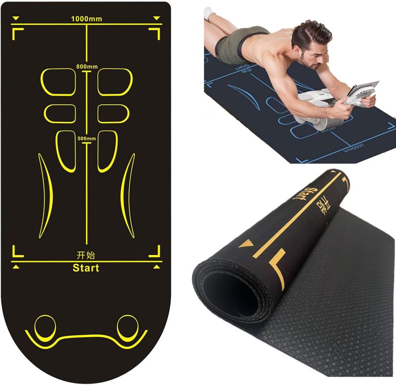 Photo 1 of Non-Slip Workout Mat for Ab Roller Wheel, Exercise Mat with Storage Bag, 7mm Extra Thick Exercise Equipment Yoga Floor Mats Home & Gym Sound Insulation Protection Pads