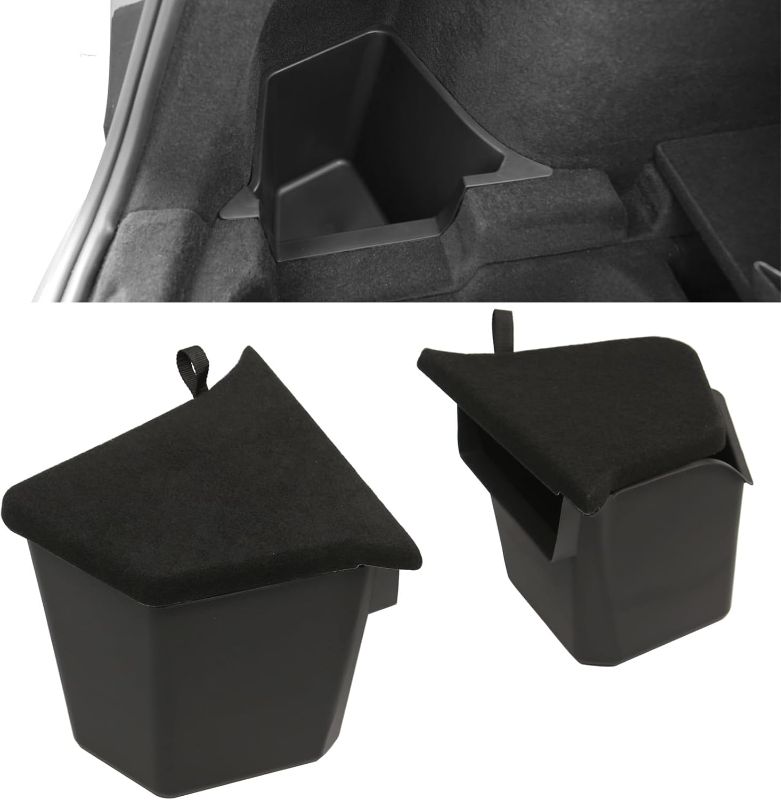 Photo 1 of Trunk Storage Bins for Tesla Model Y Juniper 2025+ Side Trunk Organizers with Carpeted Lids