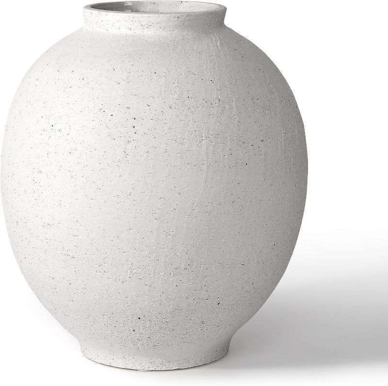 Photo 1 of White Ceramic Large Vase, Round Modern Ceramic Vases,Tall Vase for Decor Living Room Table Decor and Festive Home Interiors (9.84inch)