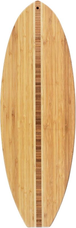 Photo 1 of Totally Bamboo Surfboard Shaped Bamboo Wood Cutting Board and Charcuterie Serving Board, 23" x 7-1/2"