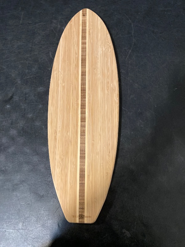 Photo 1 of Totally Bamboo Surfboard Shaped Bamboo Wood Cutting Board and Charcuterie Serving Board, 23" x 7-1/2"