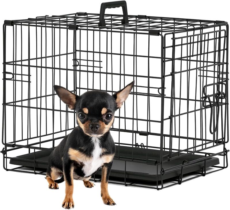 Photo 1 of BestPet | Dog Crate | 18" | Black | Foldable Metal Kennel with Single Doors, Secure Slide-Bolt Latches, Leakproof Tray | Portable Dog Cage for Small Breeds | for Travel, Indoor & Outdoor Use