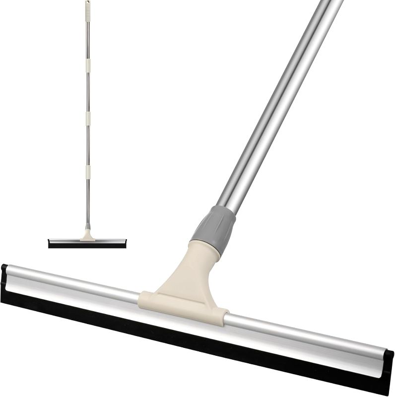 Photo 1 of 24'' Large Floor Squeegee Broom, 60'' Long Handle Commercial Squeegee for Floor, Heavy Duty Rubber Squeegee for Tiles Garage Courtyard Deck Bathroom Water Foam Cleaning