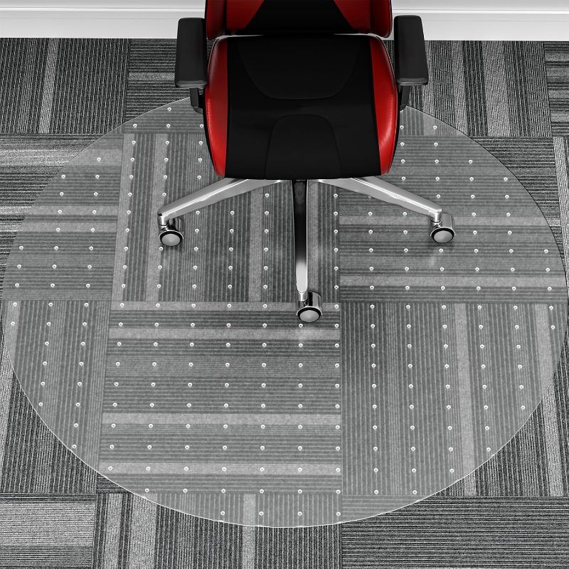 Photo 1 of WASJOYE Office Chair Mat for Carpet, 36" Round Clear Home Carpet Chair Mat Protector Cover with Non-Slip Studded for Computer Desk Rolling Chair