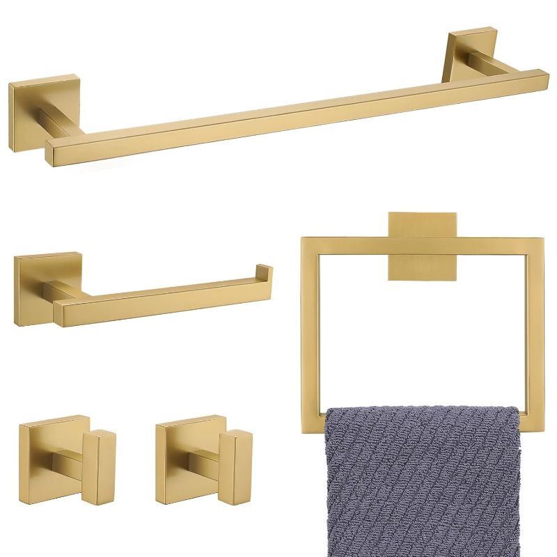 Photo 1 of Towel Bar Set, 5-Piece Brushed Gold Bathroom Hardware Set, Gold Bathroom Accessories Set, SUS304 Stainless Steel 23.6 Inch Towel Holder Towel Racks Set Wall Mounted