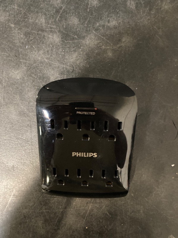 Photo 1 of Philips 6-Outlet Extender Surge Protector, Wall Tap, 900 Joules, 3-Prong, Space Saving Design, Protection Indicator LED Light, ETL Listed, White, SPP3461WA/37