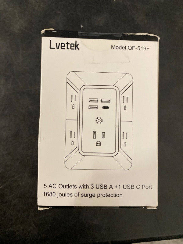 Photo 1 of 5 Outlet Extender Multi Plug Wall Outlets with 4 USB Charging Ports (1 USB C Outlet), 3 Sided 1680J Surge Protector Power Strip USB Wall Charger for Home, Office, Travel, ETL Listed, White