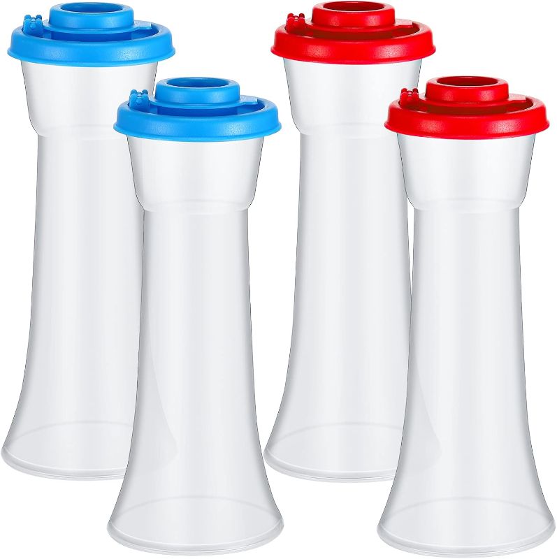 Photo 1 of Set of 4 Plastic Salt and Pepper Shakers Hourglass Salt and Pepper Shakers with Lids Moisture Proof Set for Home Kitchen Restaurant Outdoors Camping Lunch