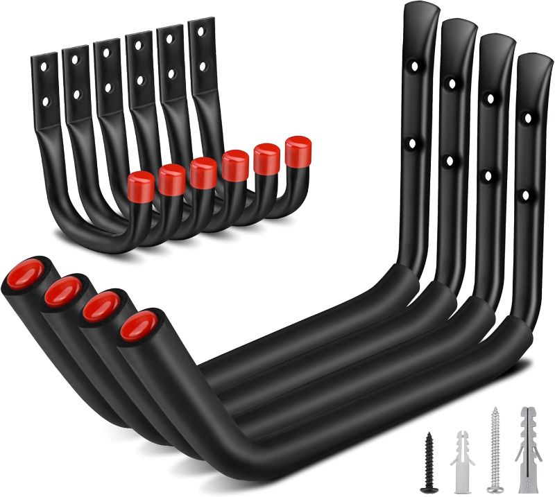 Photo 1 of 10 Pack Garage Hooks Heavy Duty, 15" & 3.5" Kayak Storage Hooks with EVA Pads, 100LBS Capacity Large Garage Hooks for Hanging Bikes, Kayak Folding Chairs and Hanging Ladders