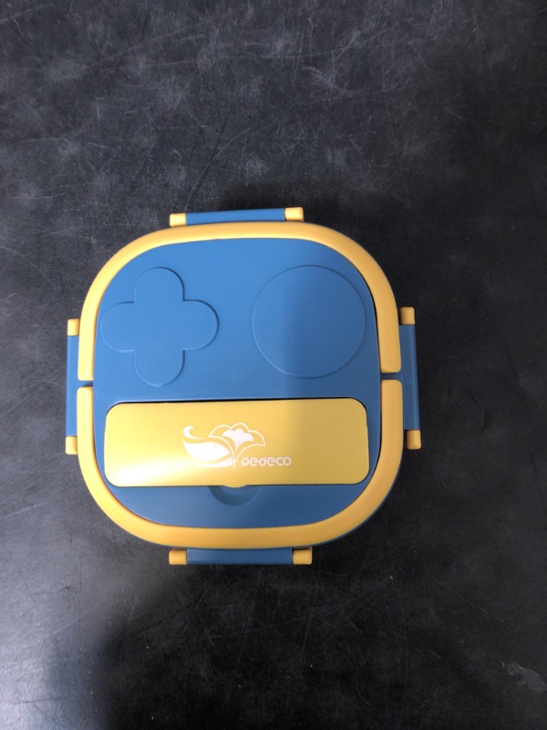 Photo 1 of Tiny Mini Small Bento Box or Snack Box with Removable Stainless Steel 3-Compartment & Cutlery For Baby 0-24 Months –LeakProof,Dishwasher Safe & BPA-Free,Daycare,Preschool,Travel(Blue,Not Insulated)